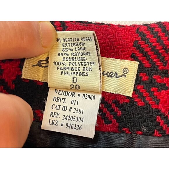 Eddie Bauer Vintage 1920 Plaid Straight & Pencil Skirt Wool Red Black Size 10P - Picture 7 of 7